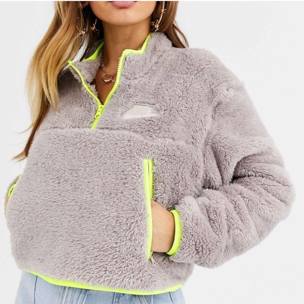 Nike 1/4-zip Sherpa fleece crop top sweatshirt